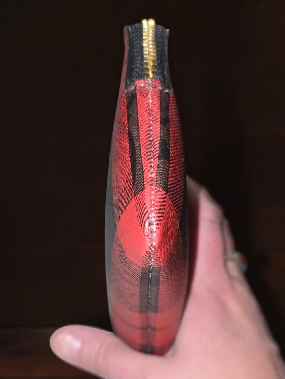 Coach Red and Black Plaid Signature Wristlet - Picture 4 of 8